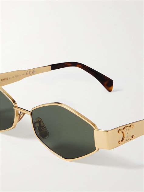 celine eyewear gold|Celine eyewear rectangular sunglasses.